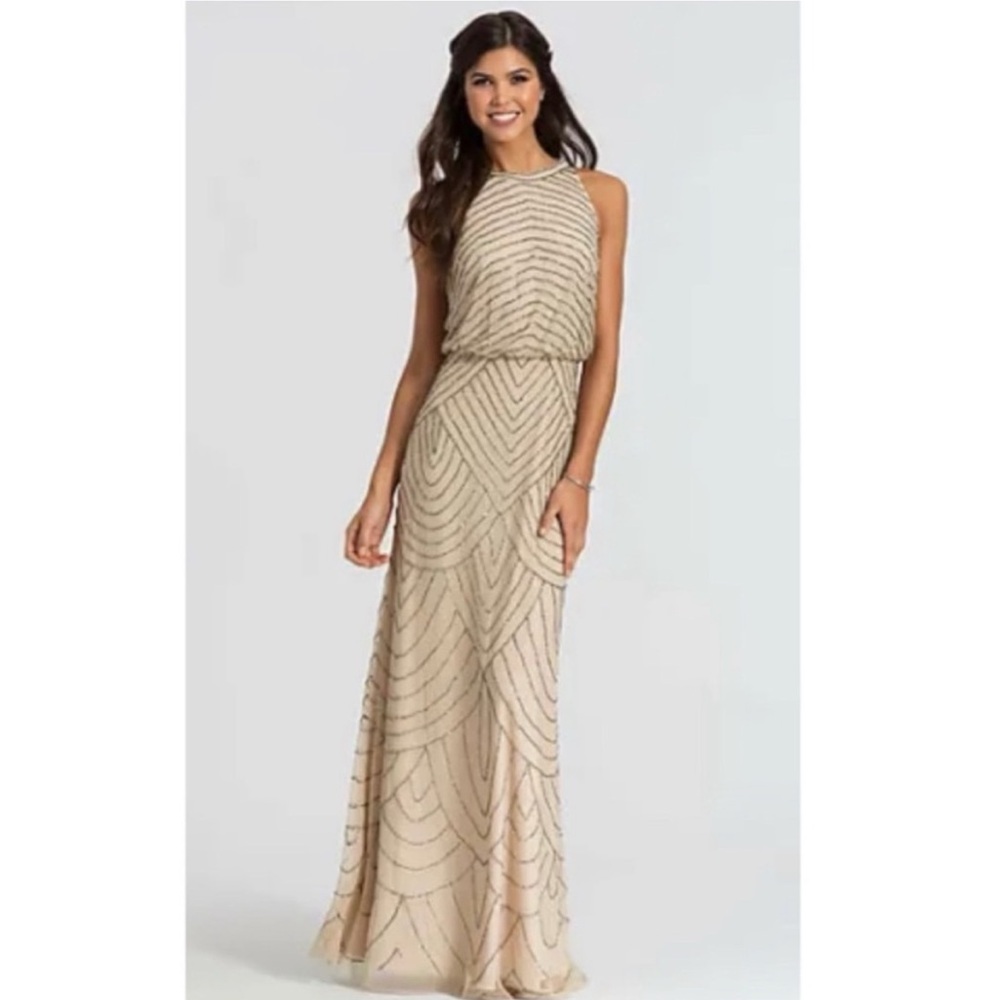 🌺Adrianna Papell Beige Sleeveless Maxi Dress